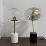 Minimalist White Clear Globe Glass Brass Table Lamp Image - 12