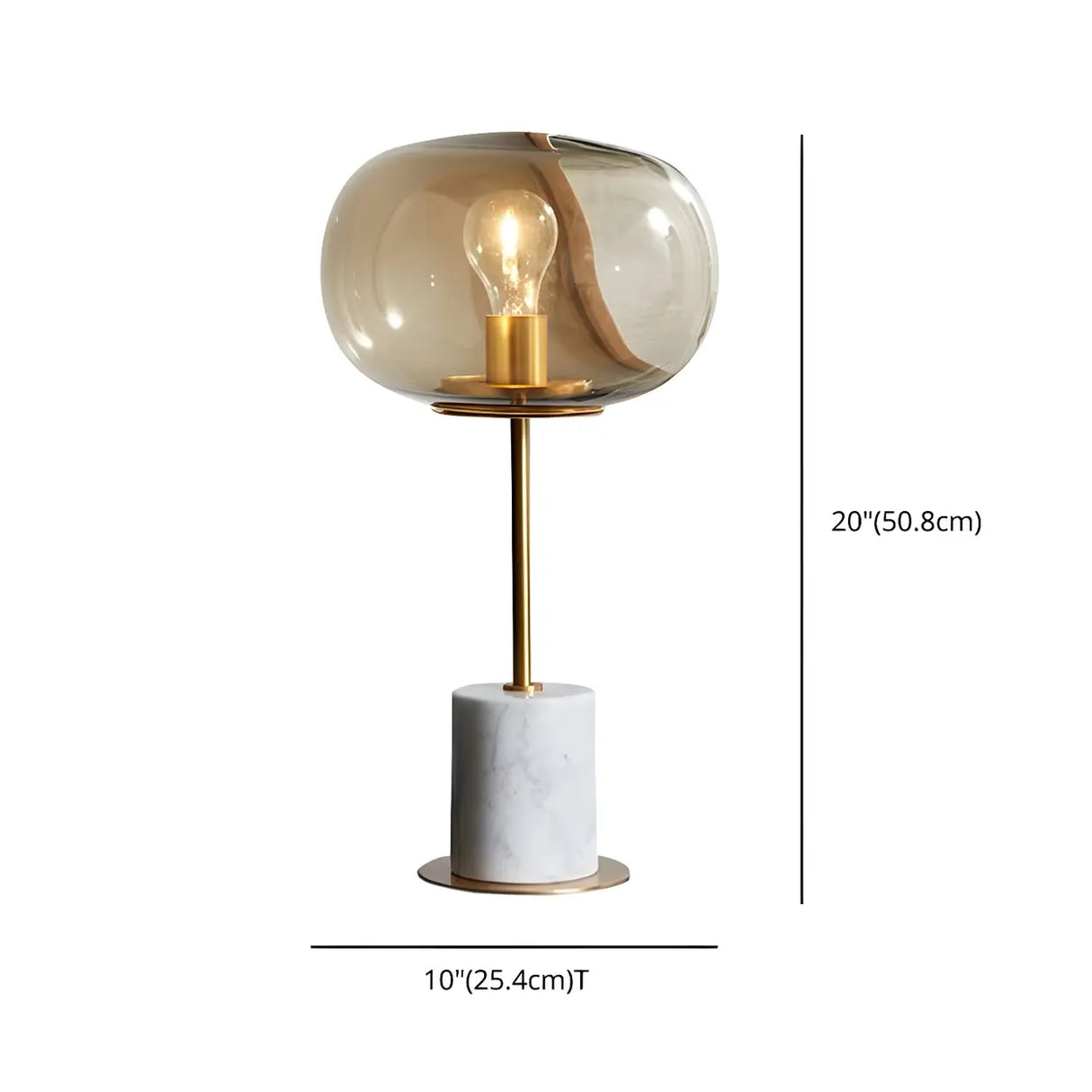 Minimalist White Clear Globe Glass Brass Table Lamp 