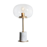 Minimalist White Clear Globe Glass Brass Table Lamp Image - 5