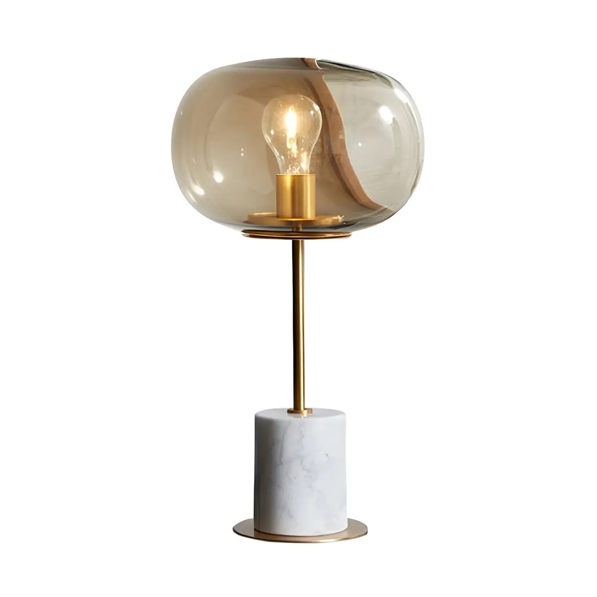 Minimalist White Clear Globe Glass Brass Table Lamp Image - 7