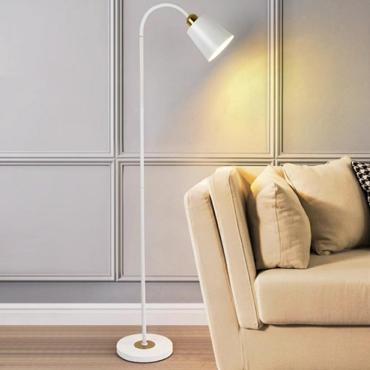 Minimalist White Cone Metal Adjustable Floor Lamp Image - 1