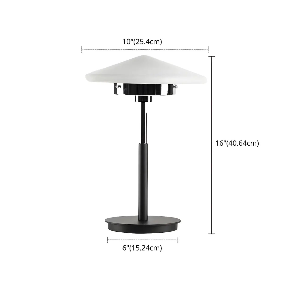 Minimalist White Conical Glass Shade Bedroom Table Lamp 