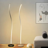 Minimalist White Curved LED Living Room Floor Lamp Image - 10