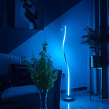 Minimalist White Curved LED Living Room Floor Lamp Image - 13