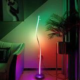 Minimalist White Curved LED Living Room Floor Lamp Image - 2