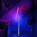 Minimalist White Curved LED Living Room Floor Lamp Image - 3