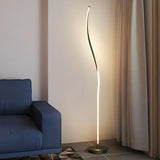 Minimalist White Curved LED Living Room Floor Lamp Image - 4