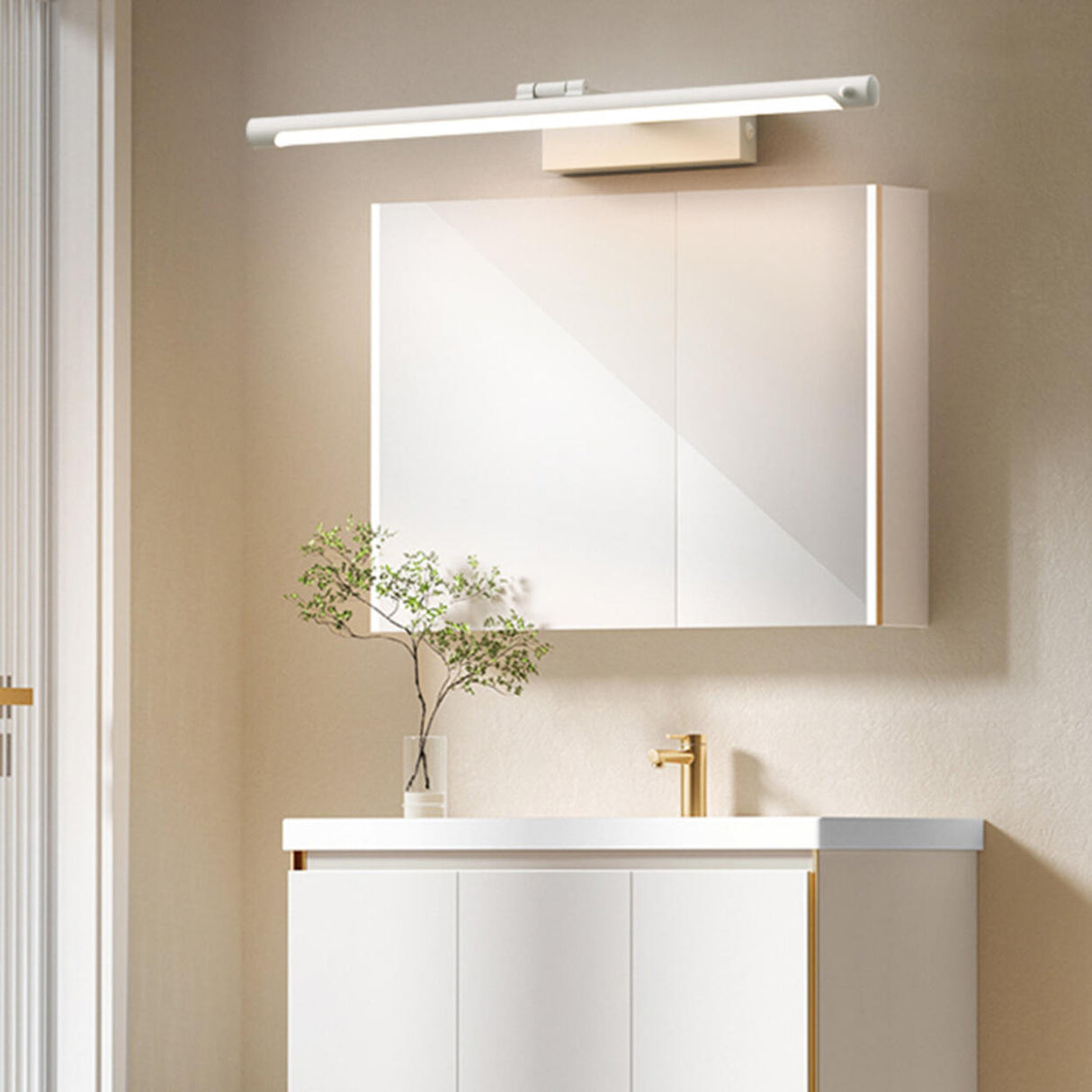 Minimalist White Cylinder Adjustable Vanity Light Image - 1