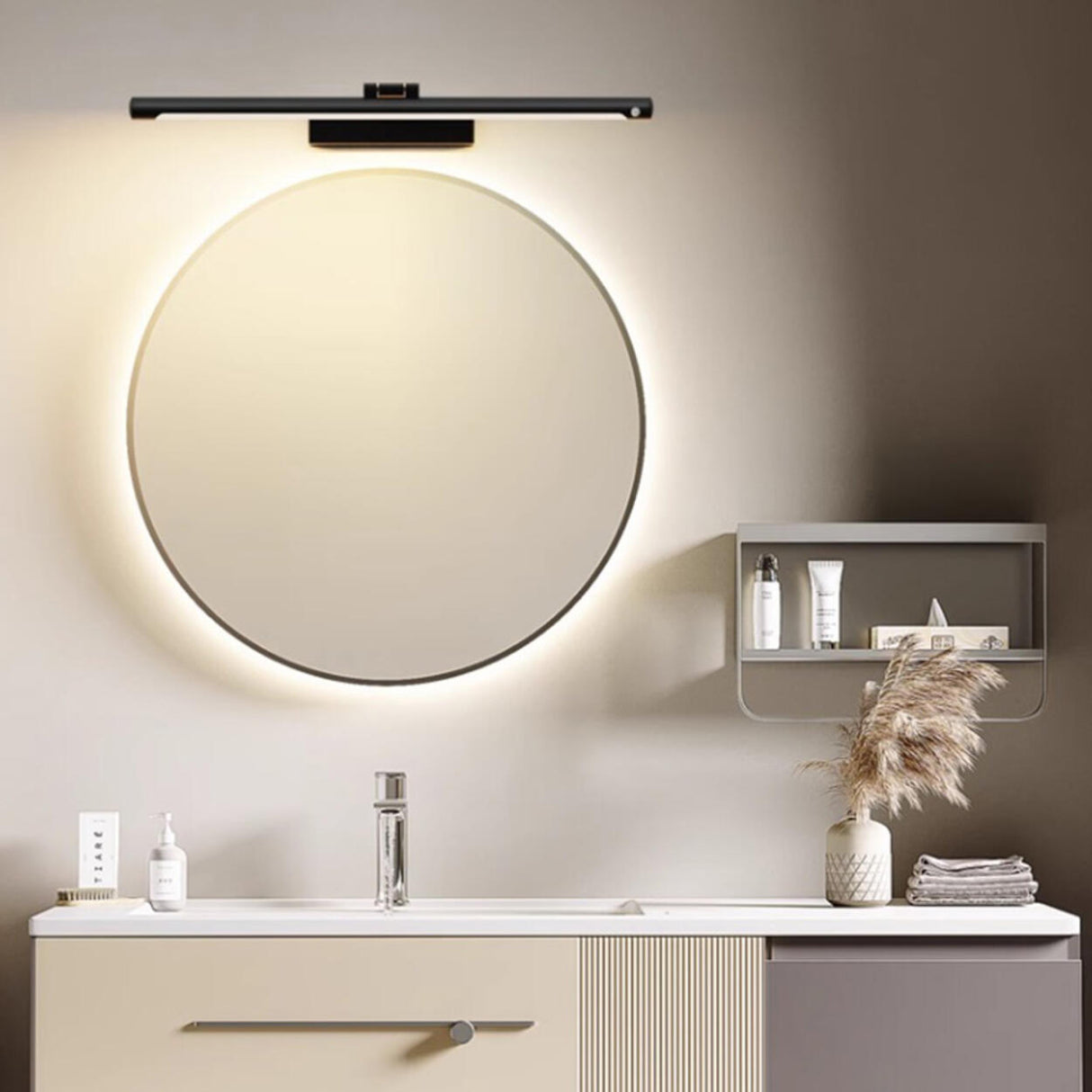 Minimalist White Cylinder Adjustable Vanity Light Image - 13