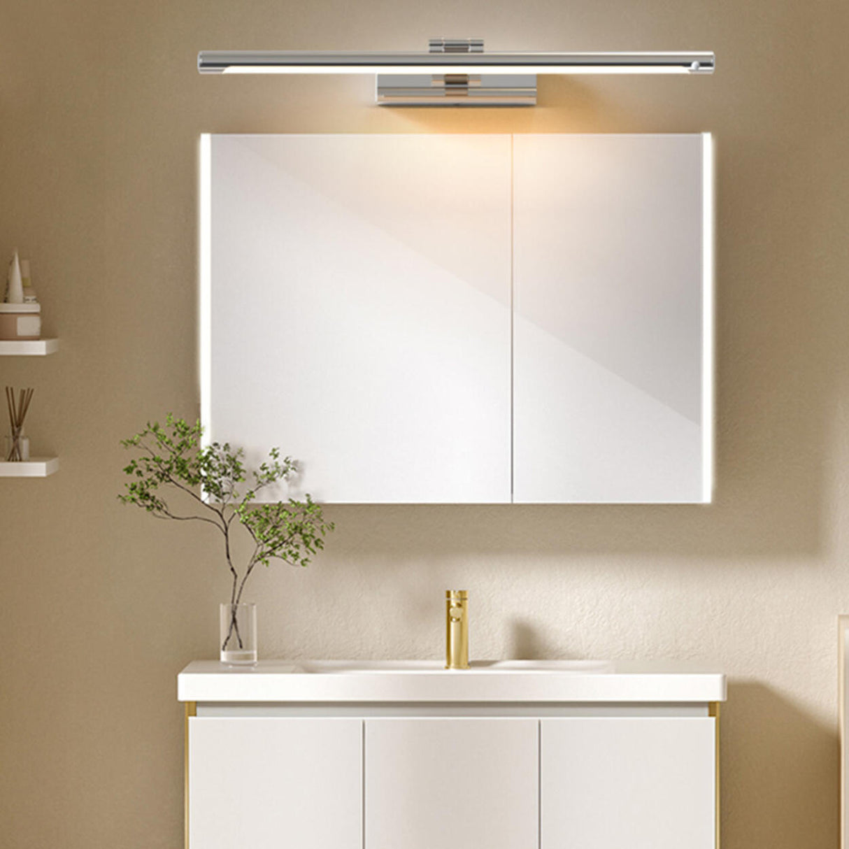 Minimalist White Cylinder Adjustable Vanity Light Image - 4