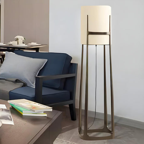 Minimalist White Cylinder Metal Modern Floor Lamp Image - 1