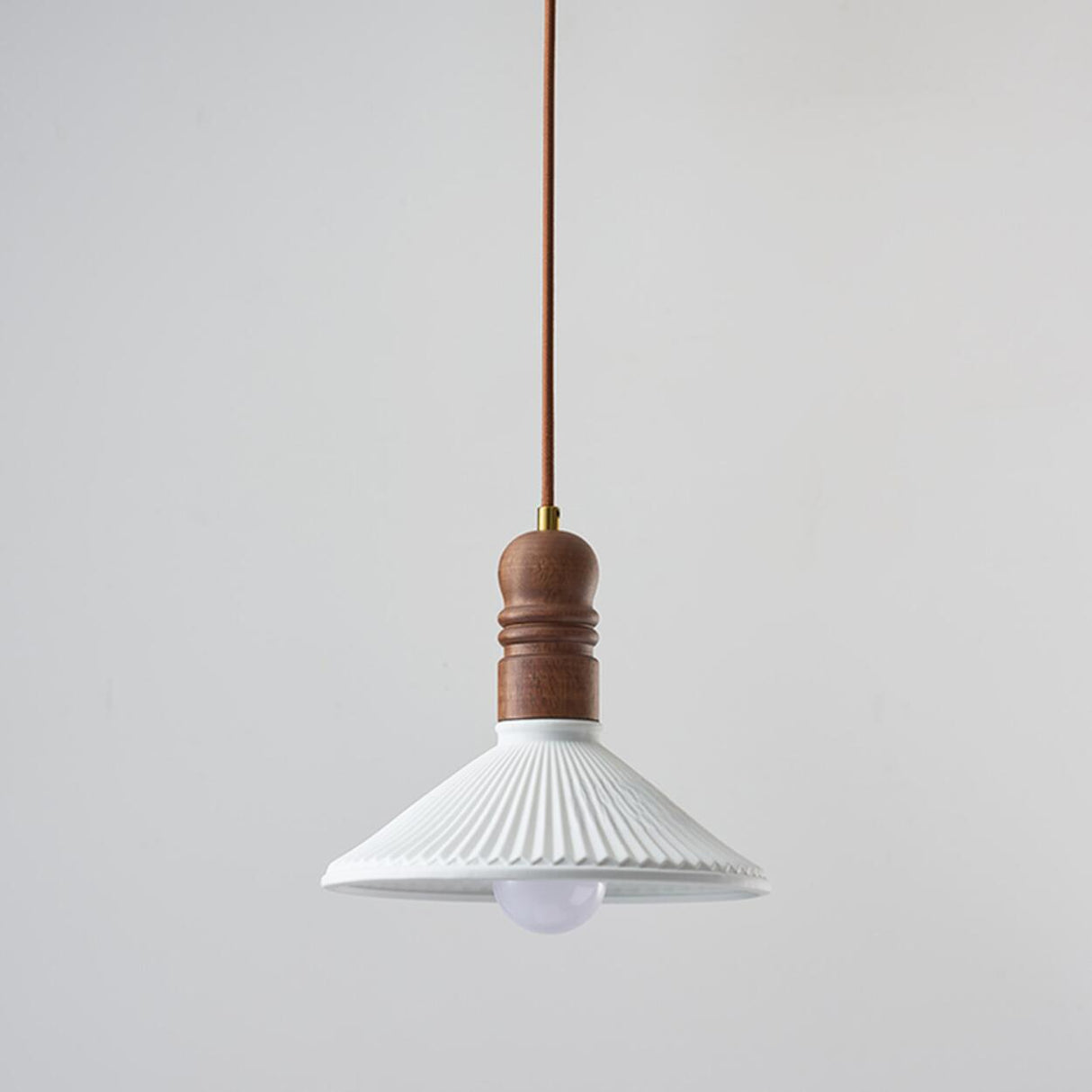 Minimalist White Cylinder Ribbed Ceramic Pendant Light Image - 10