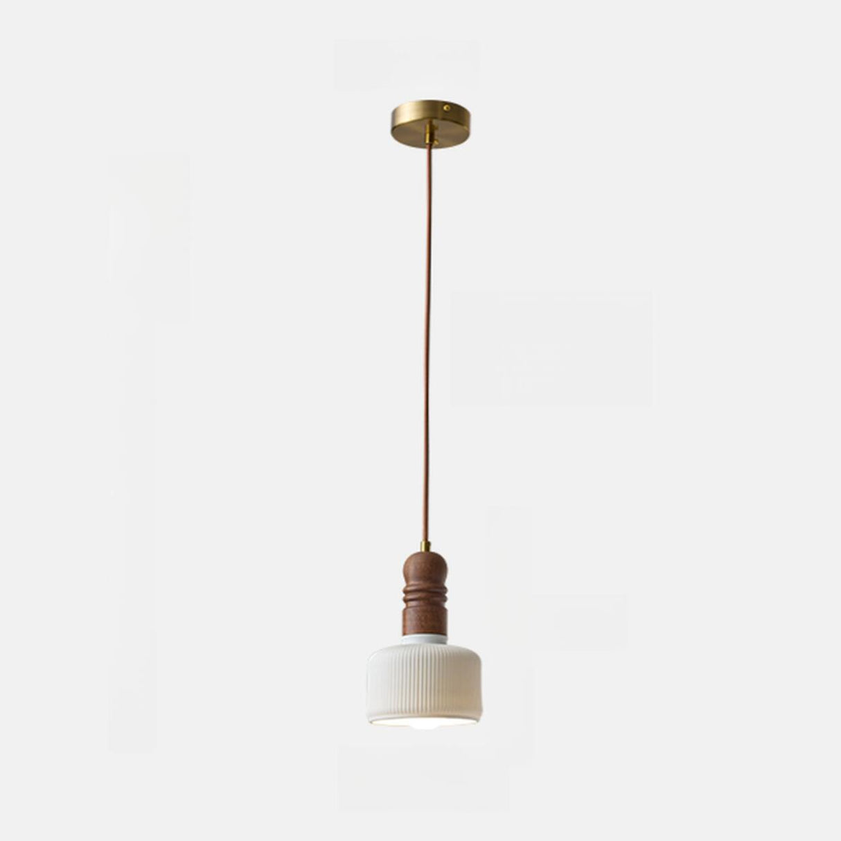 Minimalist White Cylinder Ribbed Ceramic Pendant Light Image - 11