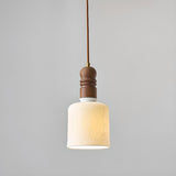 Minimalist White Cylinder Ribbed Ceramic Pendant Light Image - 16