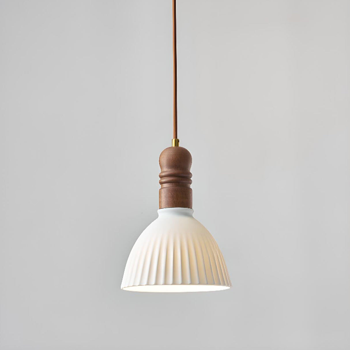 Minimalist White Cylinder Ribbed Ceramic Pendant Light Image - 17