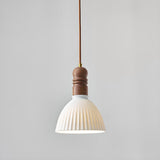 Minimalist White Cylinder Ribbed Ceramic Pendant Light Image - 17