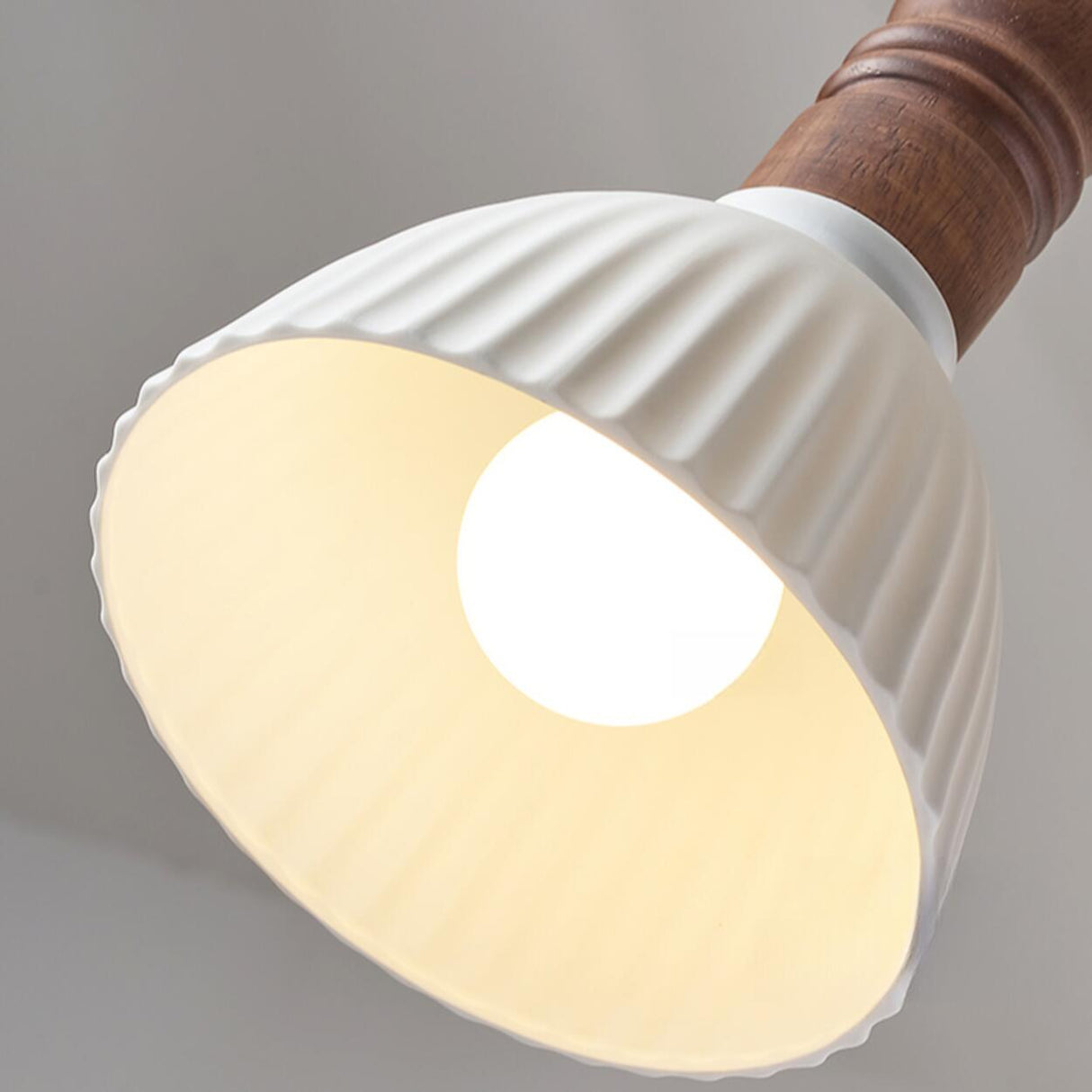 Minimalist White Cylinder Ribbed Ceramic Pendant Light Image - 20