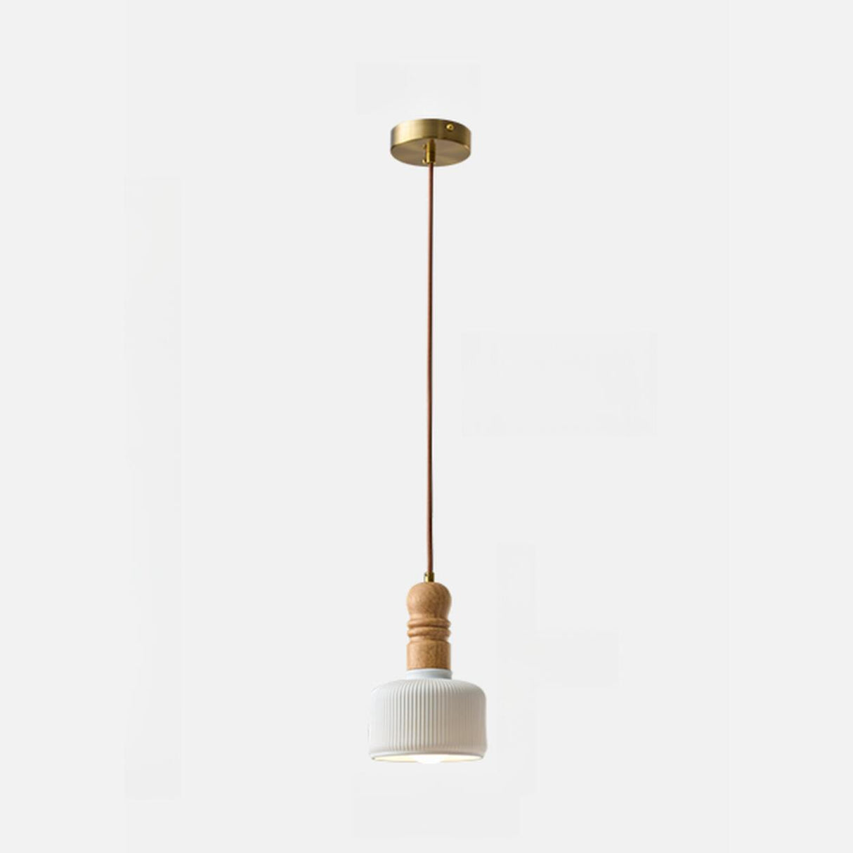 Minimalist White Cylinder Ribbed Ceramic Pendant Light Image - 9