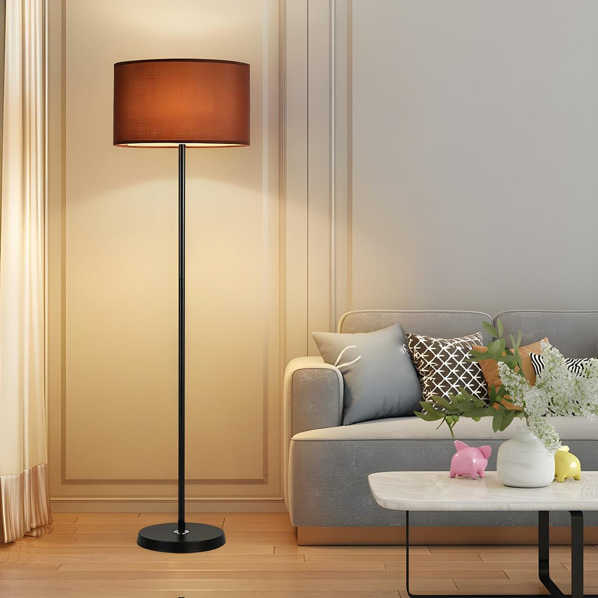 Minimalist White Cylindrical Metal LED Floor Lamp Image - 15