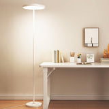 Minimalist White Disc Floor Lamp with Rocker Switch Image - 1