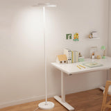 Minimalist White Disc Floor Lamp with Rocker Switch Image - 2