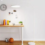 Minimalist White Disc Floor Lamp with Rocker Switch Image - 4