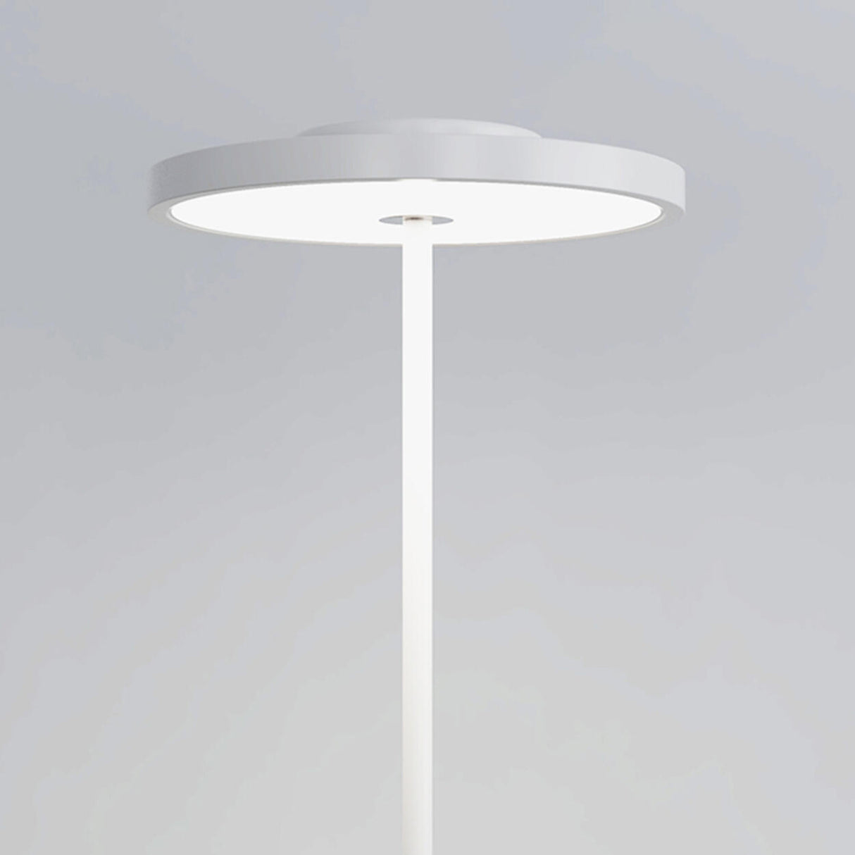 Minimalist White Disc Floor Lamp with Rocker Switch Image - 6