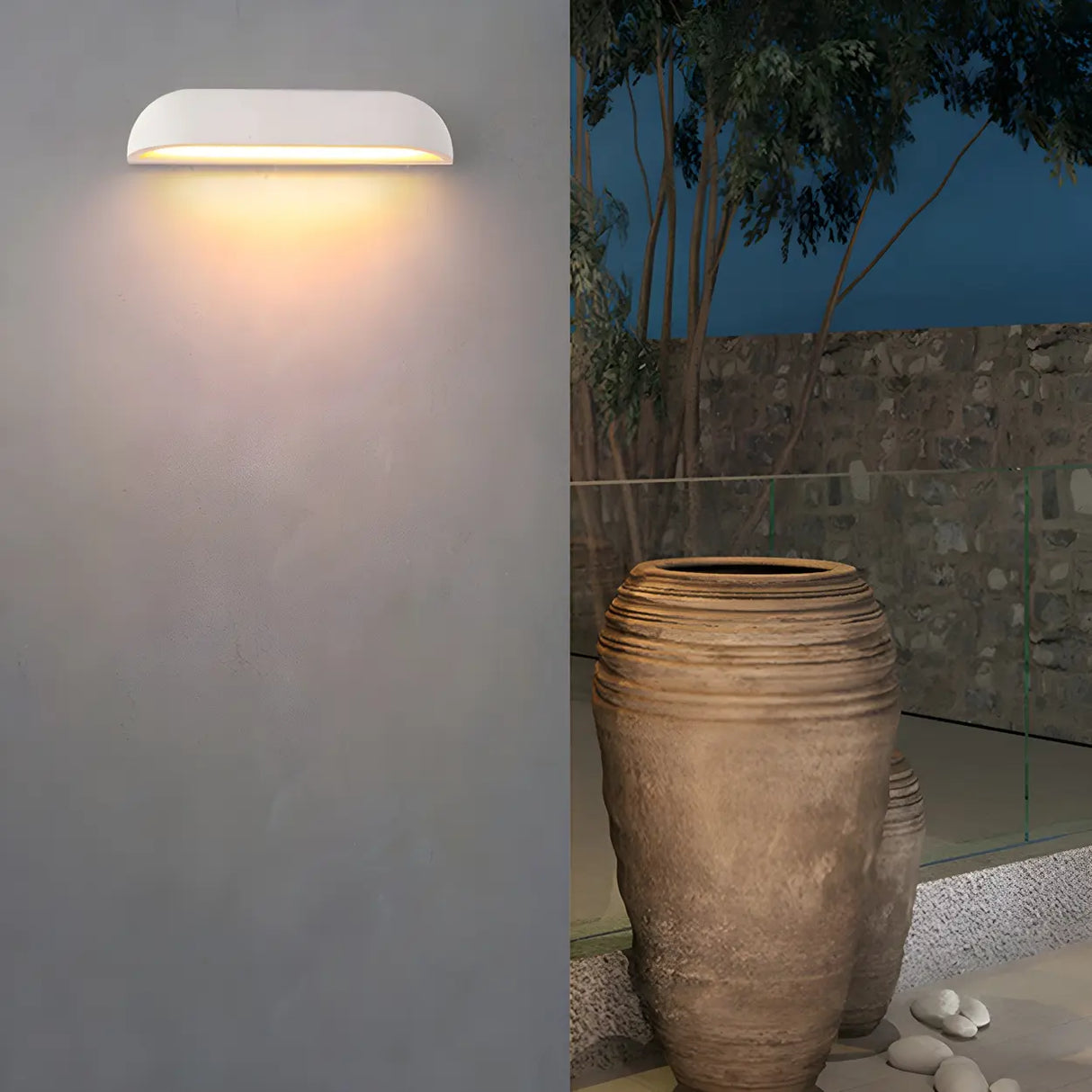 Minimalist White Dome Metal Outdoor LED Wall Light Image - 1