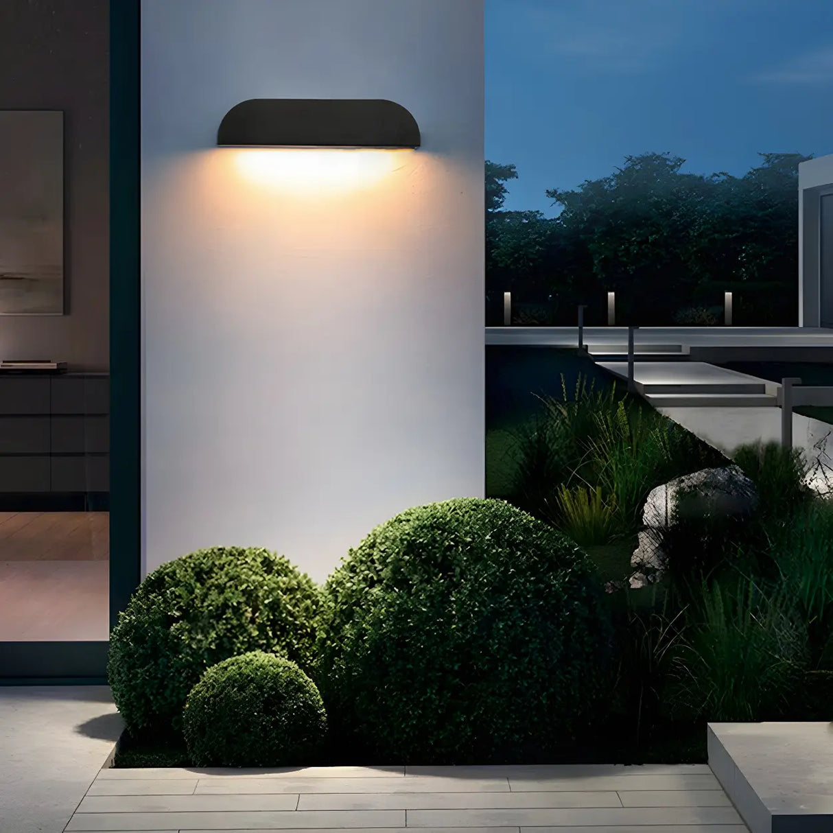 Minimalist White Dome Metal Outdoor LED Wall Light Image - 14