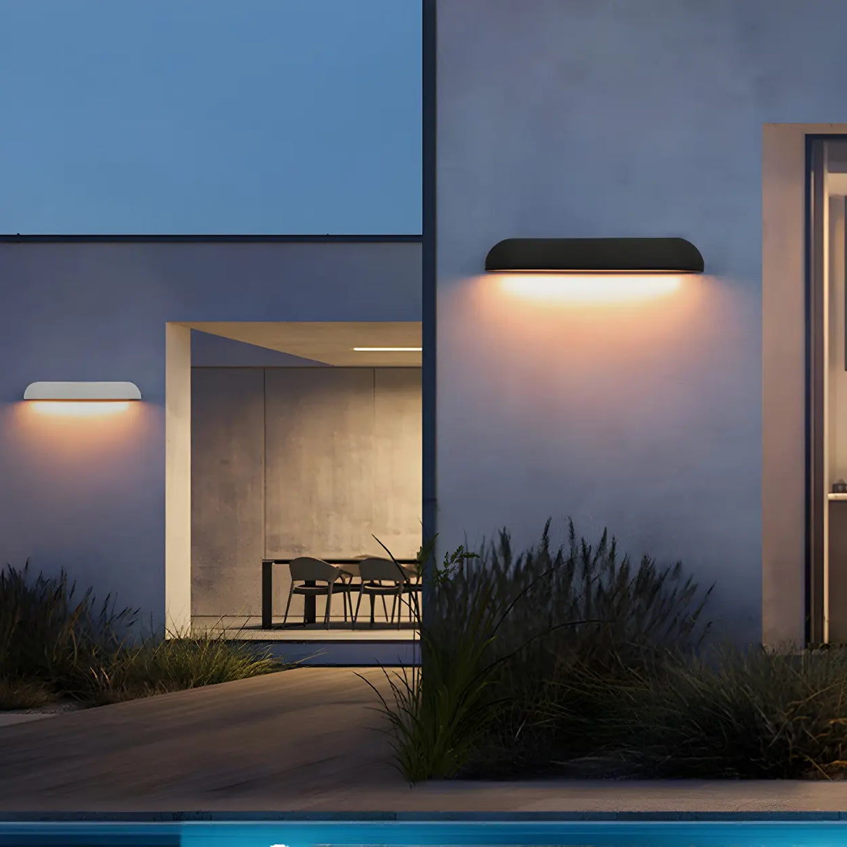 Minimalist White Dome Metal Outdoor LED Wall Light Image - 6