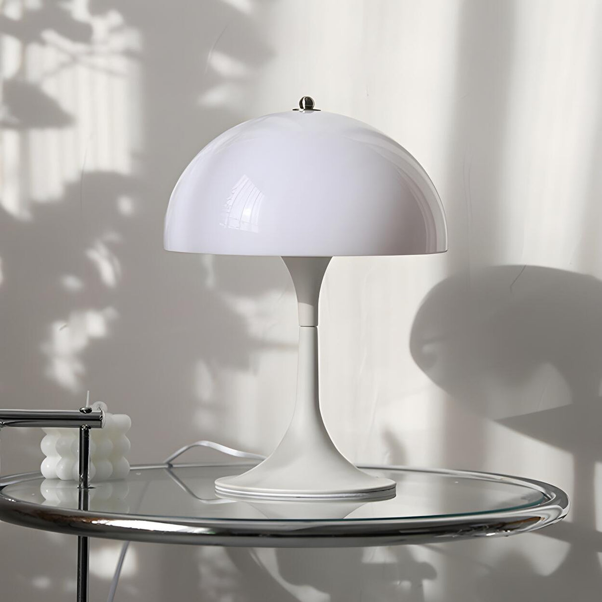 Minimalist White Dome Shade Glass Decorative Table Lamp Image - 3