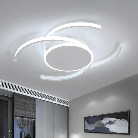 Minimalist White Dual C LED Flush Mount Ceiling Light Image - 1