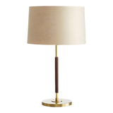 Minimalist White Fabric Drum Shade Metal Table Lamp Image - 5