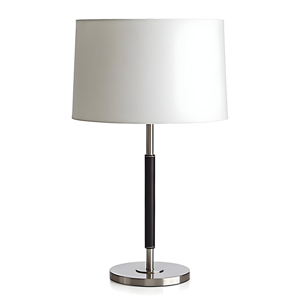 Minimalist White Fabric Drum Shade Metal Table Lamp Image - 6