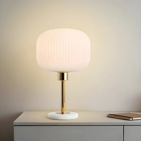 Minimalist White Fabric Lantern Decorative Table Lamp Image - 1