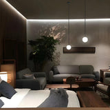 Minimalist White Glass Ball Bedroom LED Pendant Light Image - 11