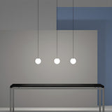 Minimalist White Glass Ball Bedroom LED Pendant Light Image - 12