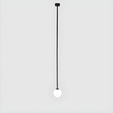 Minimalist White Glass Ball Bedroom LED Pendant Light Image - 5