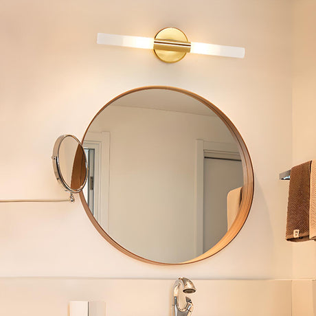 Minimalist White Glass Column Bathroom Vanity Light Image - 1