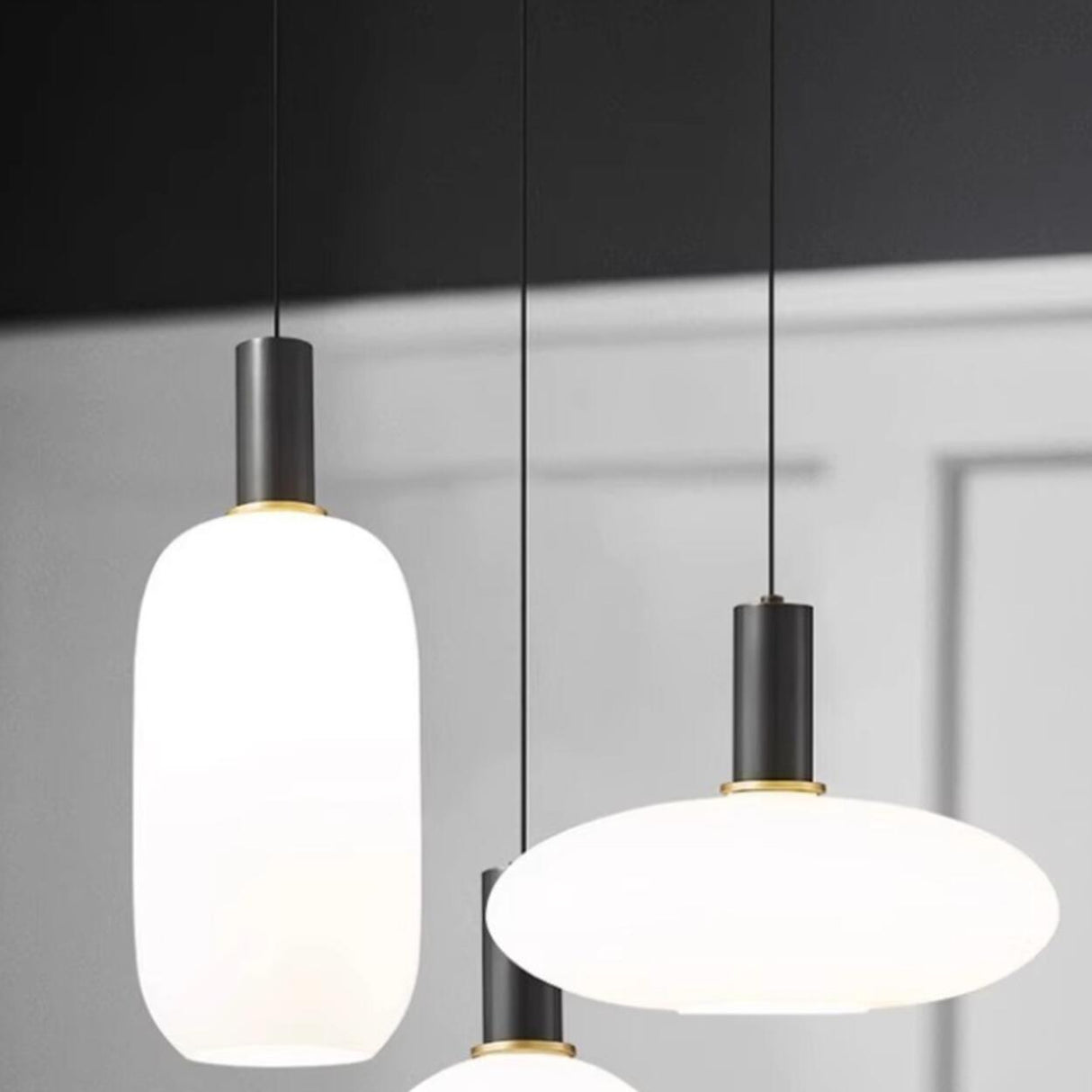 Minimalist White Glass Cylinder Pendant Light Image - 1