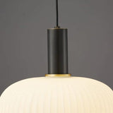 Minimalist White Glass Cylinder Pendant Light Image - 21