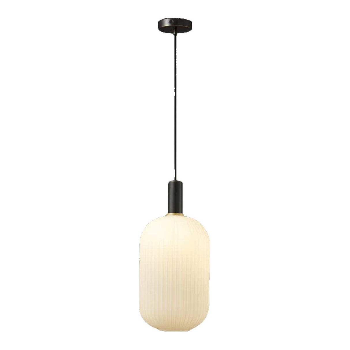 Minimalist White Glass Cylinder Pendant Light Image - 5