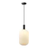 Minimalist White Glass Cylinder Pendant Light Image - 5