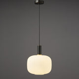 Minimalist White Glass Cylinder Pendant Light Image - 6