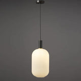 Minimalist White Glass Cylinder Pendant Light Image - 7