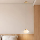 Minimalist White Glass Globe Bedroom Pendant Light Image - 2