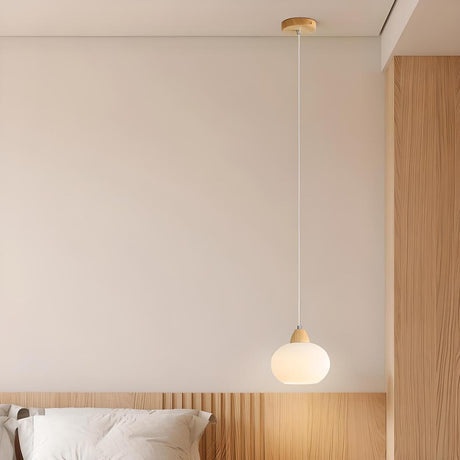 Minimalist White Glass Globe Bedroom Pendant Light Image - 2