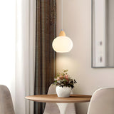 Minimalist White Glass Globe Bedroom Pendant Light Image - 3