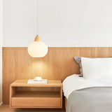 Minimalist White Glass Globe Bedroom Pendant Light Image - 4