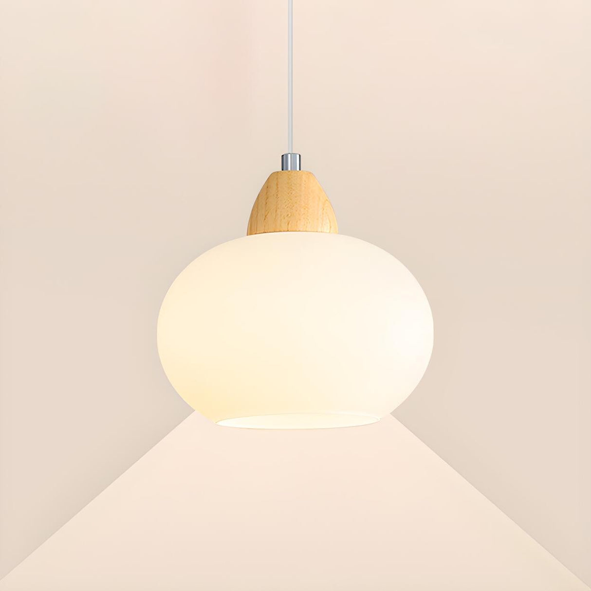 Minimalist White Glass Globe Bedroom Pendant Light Image - 6